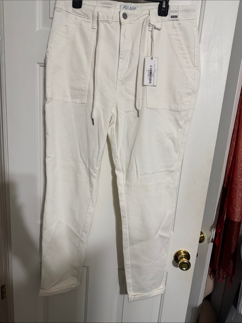 Judy Blue Cream High-Rise Skinny Jeans with Drawstring